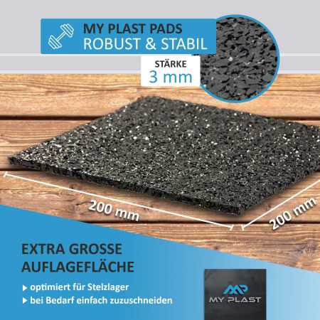 3mm Terrassenpad - 200 x 200 mm Terrassenpads, Gummigranulat-Pads, Terrassenbau